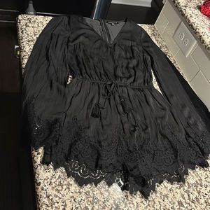 Kendall and Kylie Black Silk and Lace Romper Size Small